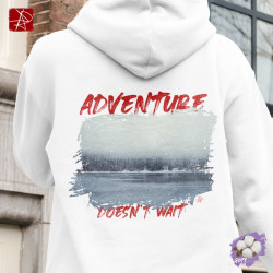 Adventure Doesn't Wait Organic Cotton Hoodie | Winter Lake Design 2025